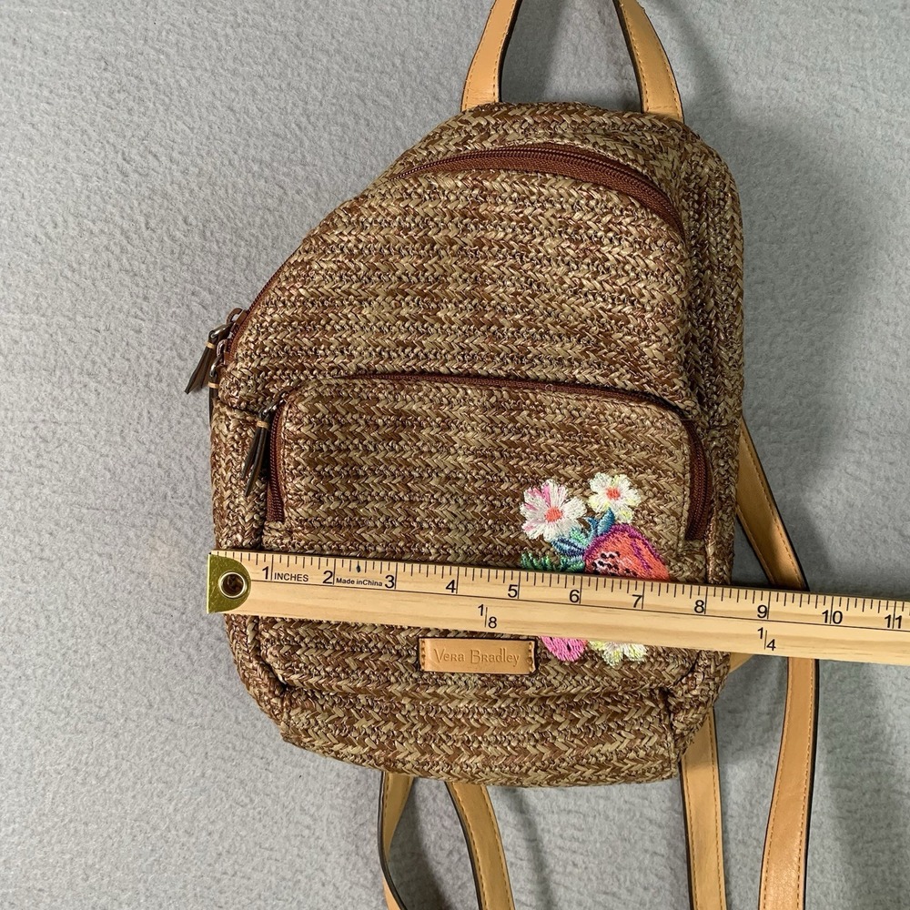 Vera Bradley Straw Double Compartment Small Backpack/Purse flower strawberry - Picture 3 of 10